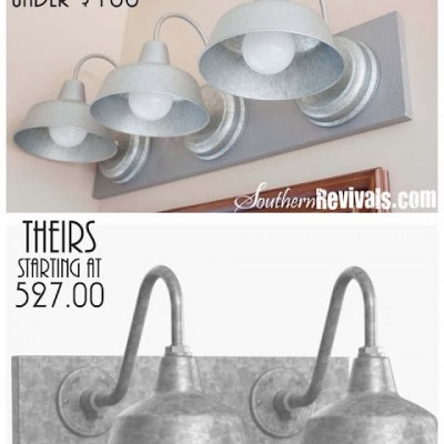 DIY Triple Galvanized Gooseneck Vanity Light Fixture for under $100