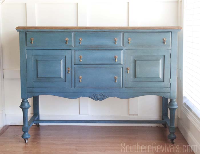 Antique Sideboard Buffet Makeover | The Client Files #paintedfurniture #milkpaint SouthernRevivals.com
