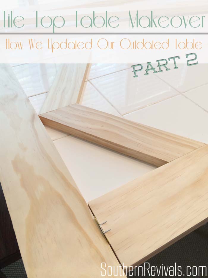 Tile Top Makeover | DIY Wood Herringbone Table #tablemakeover #furnituremakeover #diy SouthernRevivals.com