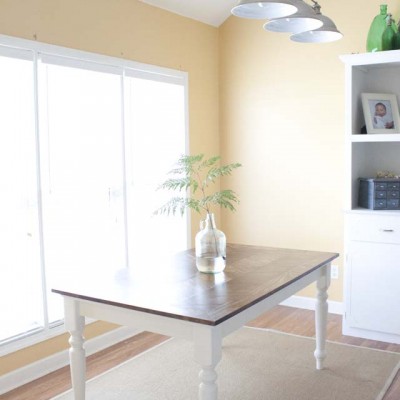 Tile Top Makeover | DIY Wood Herringbone Table #tablemakeover #furnituremakeover #diy SouthernRevivals.com