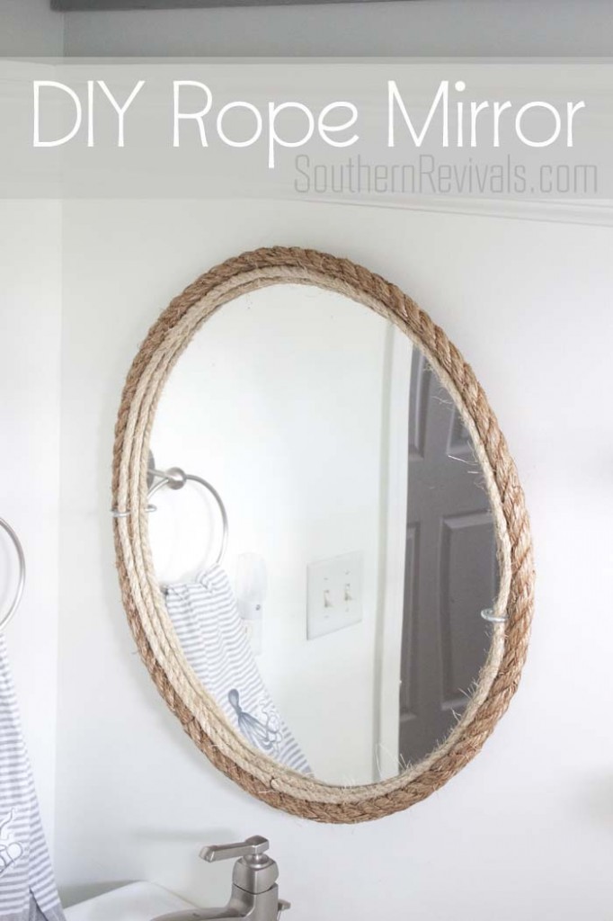 DIY Rope Bathroom Mirror Tutorial #nautical #bathroom SouthernRevivals.com