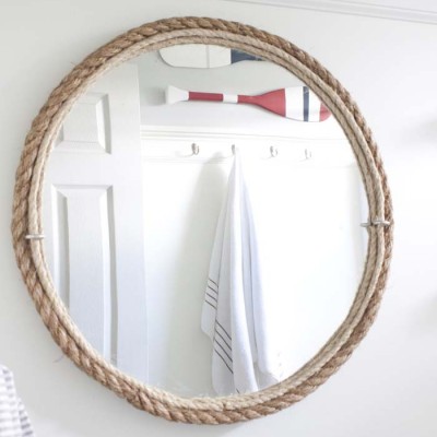 DIY Rope Bathroom Mirror Tutorial #nautical #bathroom SouthernRevivals.com