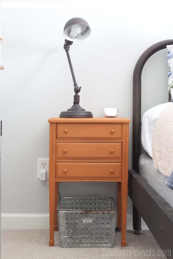Sewing Cabinet to Bedside Table Makeover #paintedfurniture #tablemakeover #furnituremakeover