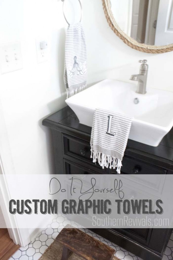 DIY Custom Graphic and Monogram Towels | West Elm Knockoff #westelm #knockoff SouthernRevivals.com