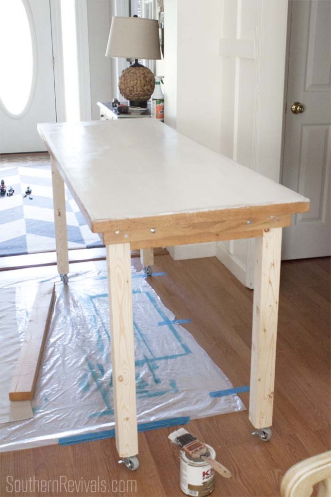 Small School Table Gets a Beautiful Bar Height Makeover #tablemakeovr #paintedfurniture #furnituremakeover SouthernRevivals.com