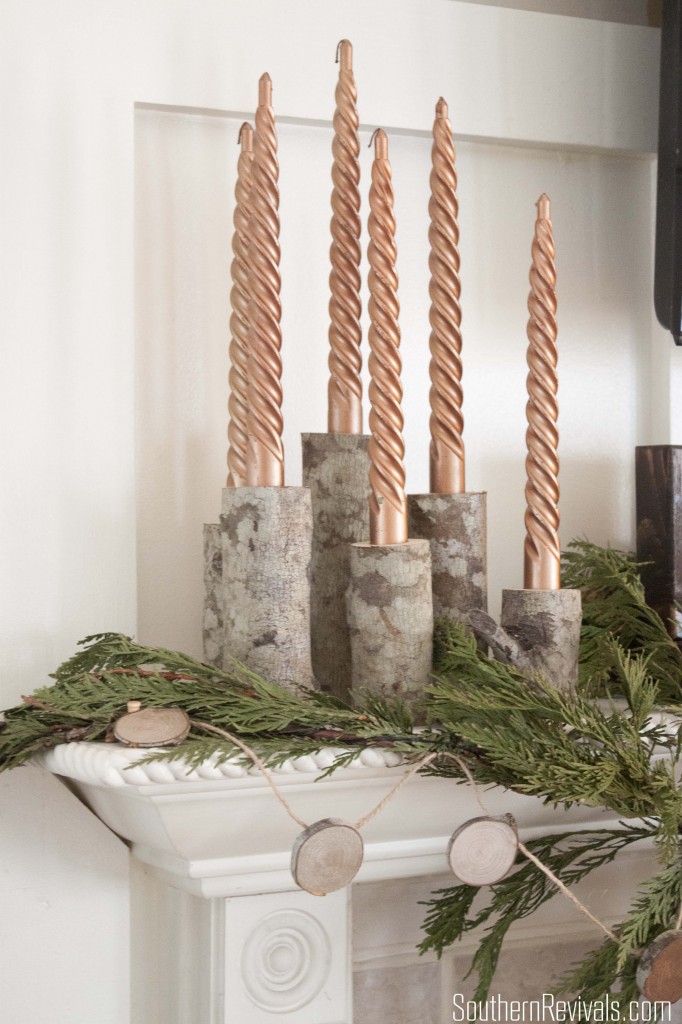 DIY Birch Log Candlestick Holders