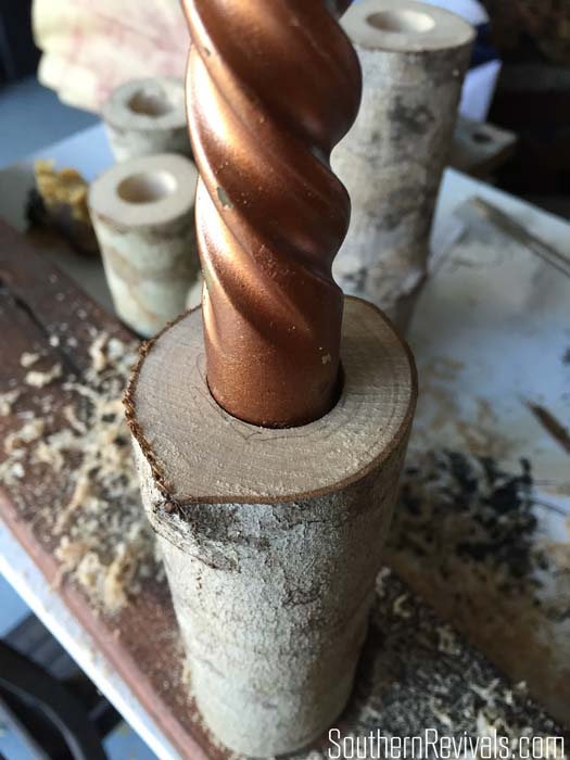 DIY Birch Log Candlestick Holders