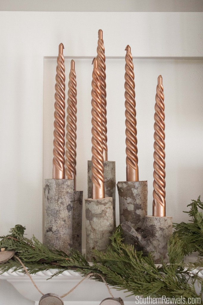 DIY Birch Log Candlestick Holders