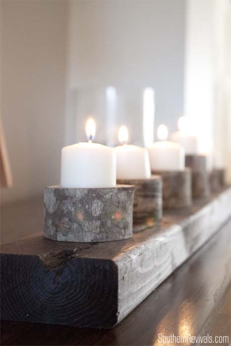 DIY Wood Slice Votive Holder Centerpiece