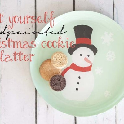 DIY Handpainted Snowman Christmas Cookie Platter