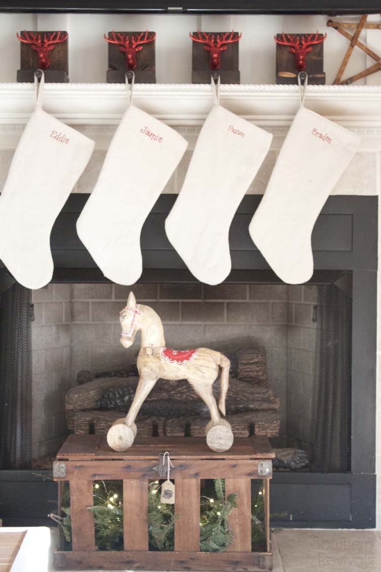 DIY Wooden Reindeer Stocking Holders
