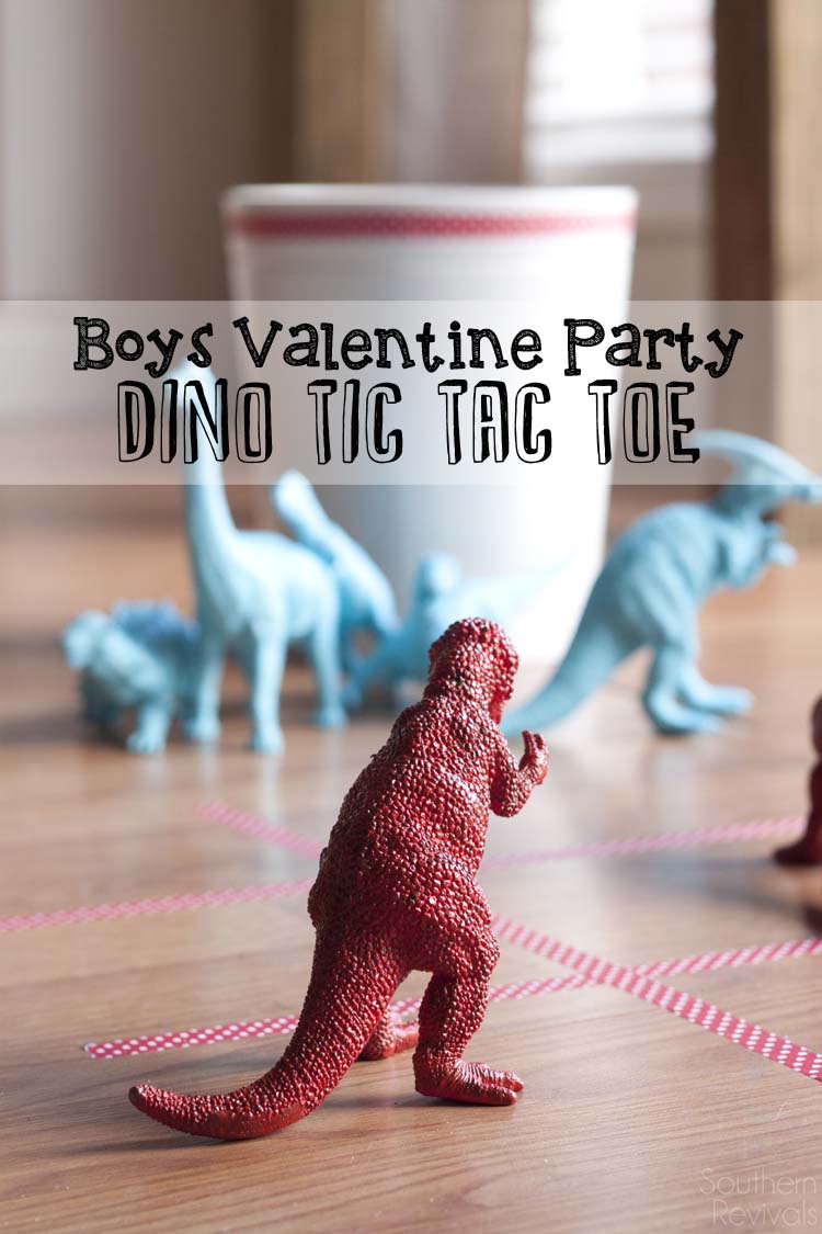 DIY Dinosaur Tic Tac Toe - a Kid's Valentine Party Game
