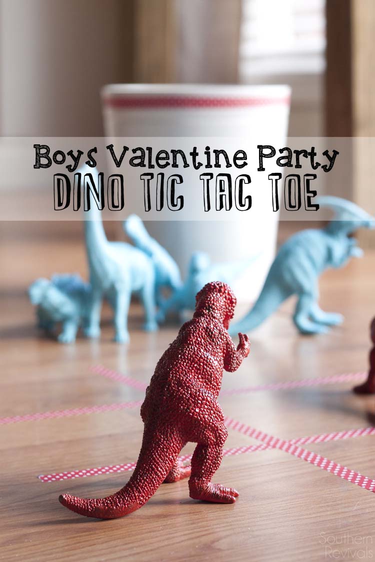 DIY Dinosaur Tic Tac Toe - a Kid's Valentine Party Game