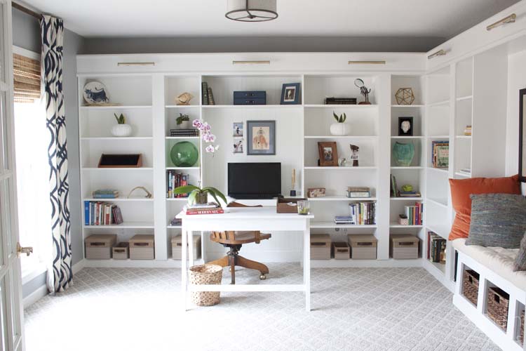 Office Makeover Reveal Ikea Hack Built In Billy Bookcases