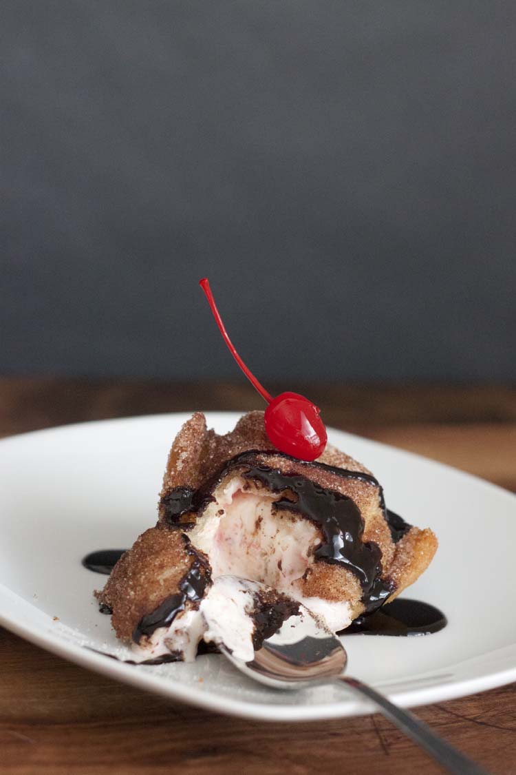 Homemade Cherry Cheesecake Fried Ice Cream