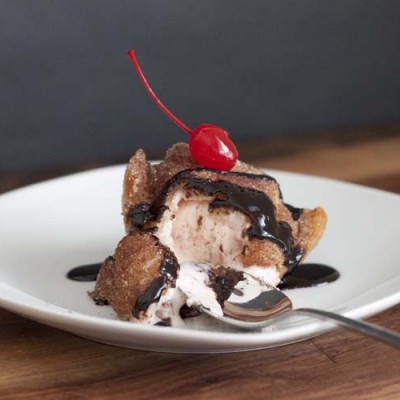 Homemade Cherry Cheesecake Fried Ice Cream