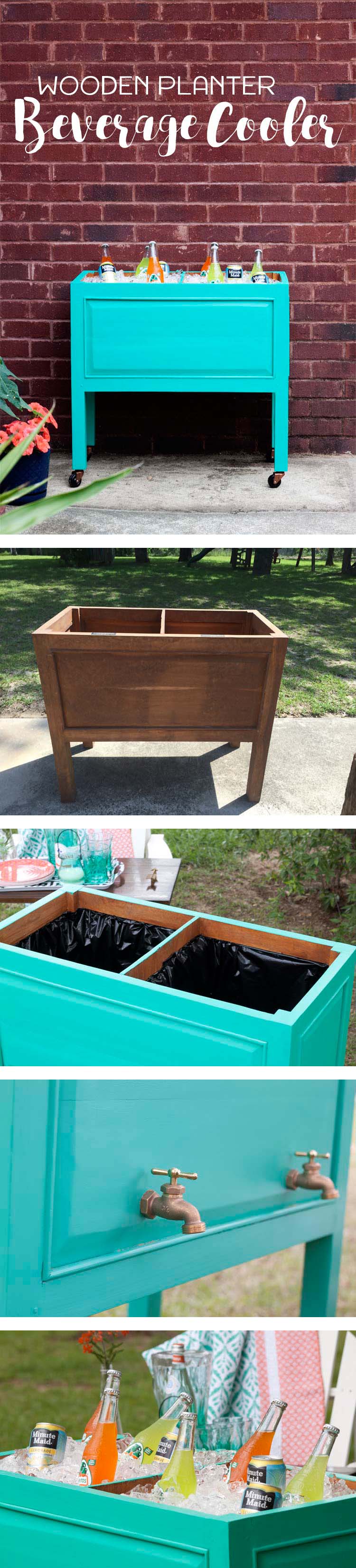 Wooden Planter Beverage Cooler