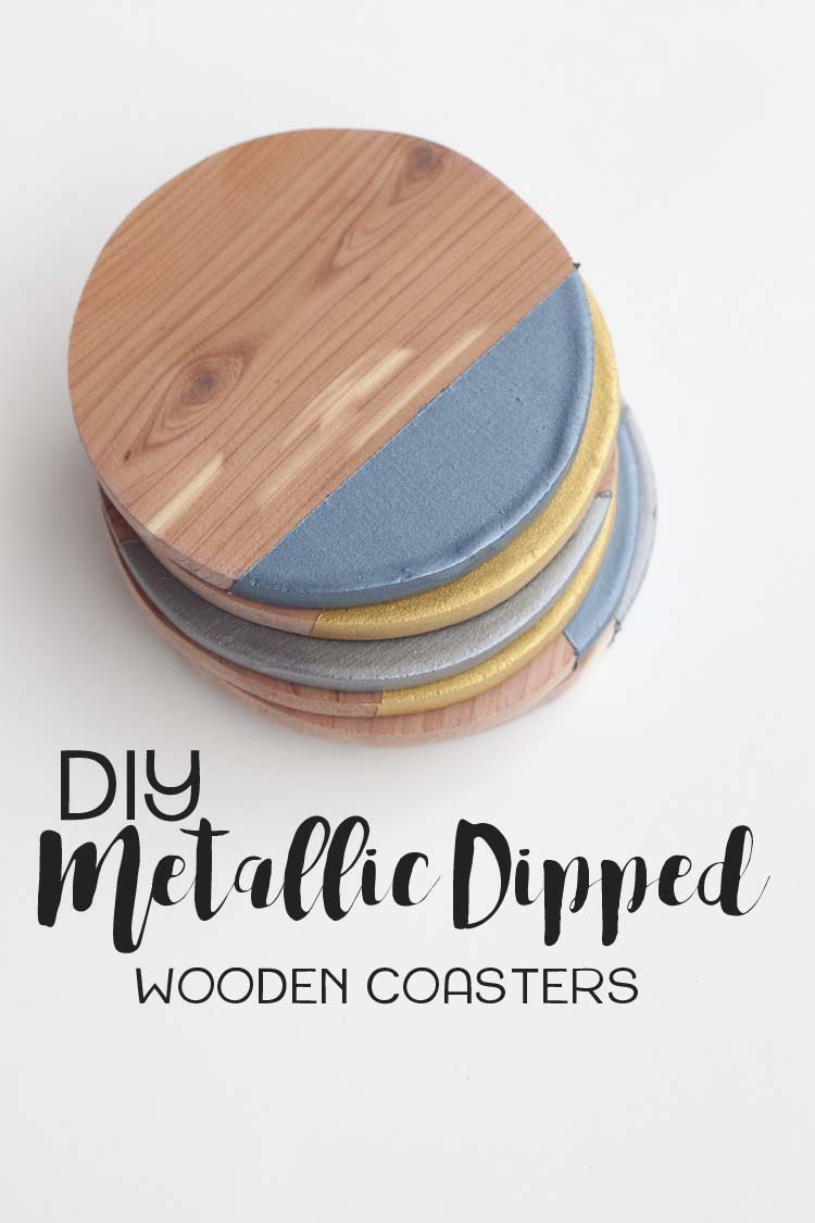 DIY Metallic Dipped Wooden Coasters