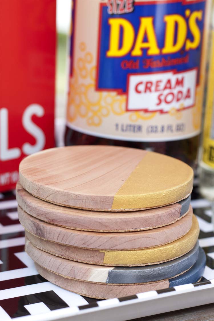 DIY Metallic Dipped Wooden Coasters - Southern Revivals