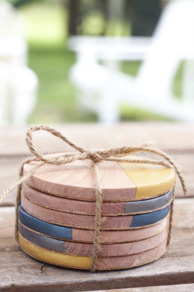 DIY Metallic Dipped Wooden Coasters - Southern Revivals