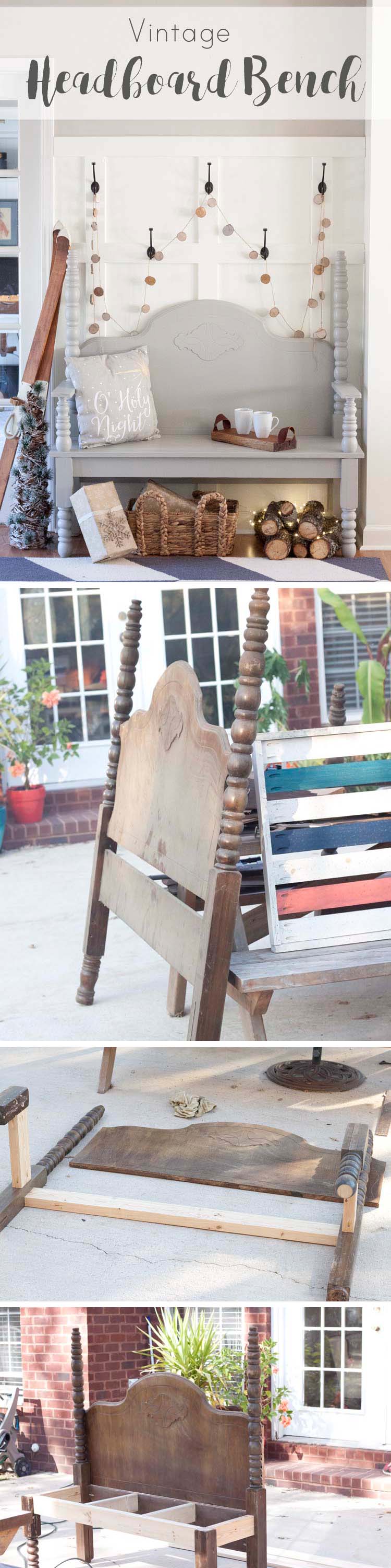 DIY Vintage Headboard Bench