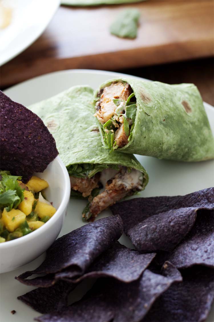 Sriracha Shrimp Wraps with Mango Salsa