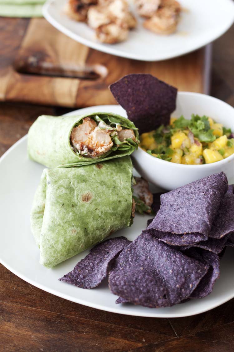 Sriracha Shrimp Wraps with Mango Salsa