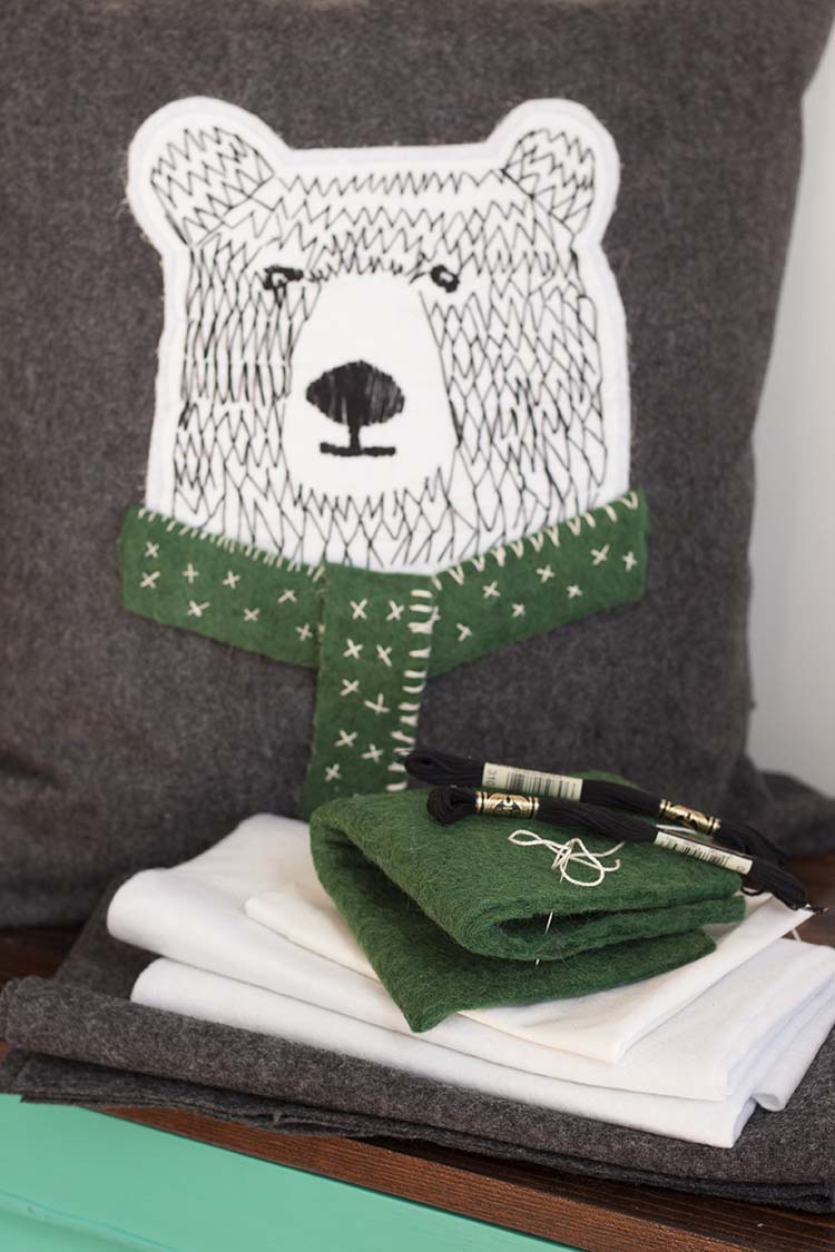 DIY Hand Stitched Bear Pillow