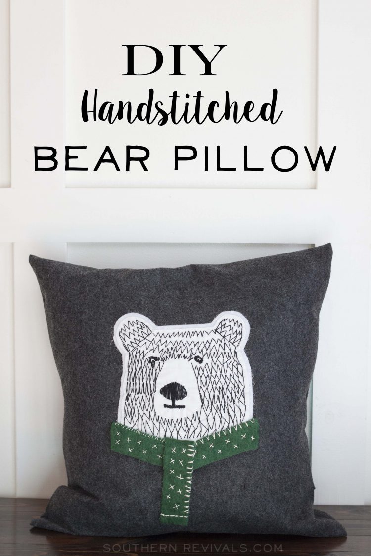 DIY Hand Stitched Bear Pillow