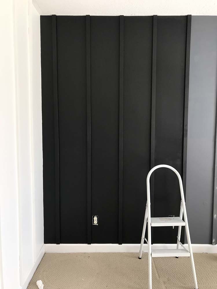 DIY Board Batten Black White Walls Bedroom