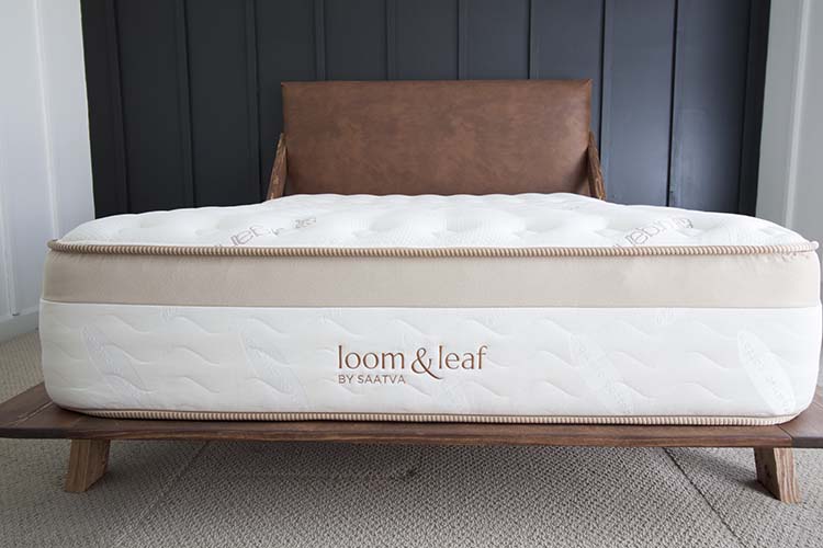 Saatva Loom & Leaf Foam Mattress Modern Bedroom Black Wall