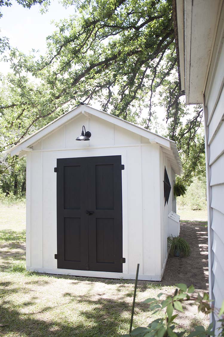 white shed black doors