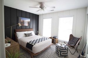 modern black and white bedroom