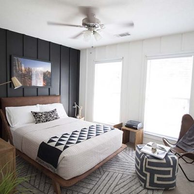 modern black and white bedroom