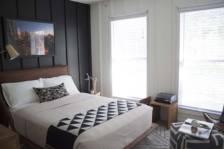 modern black and white bedroom