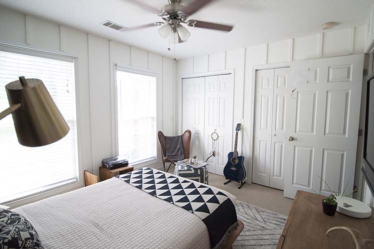 black and white bedroom