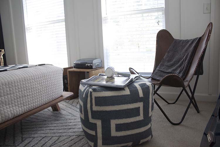 leather butterfly chair geometric pouf