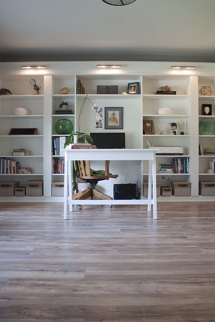 white built ins office desk