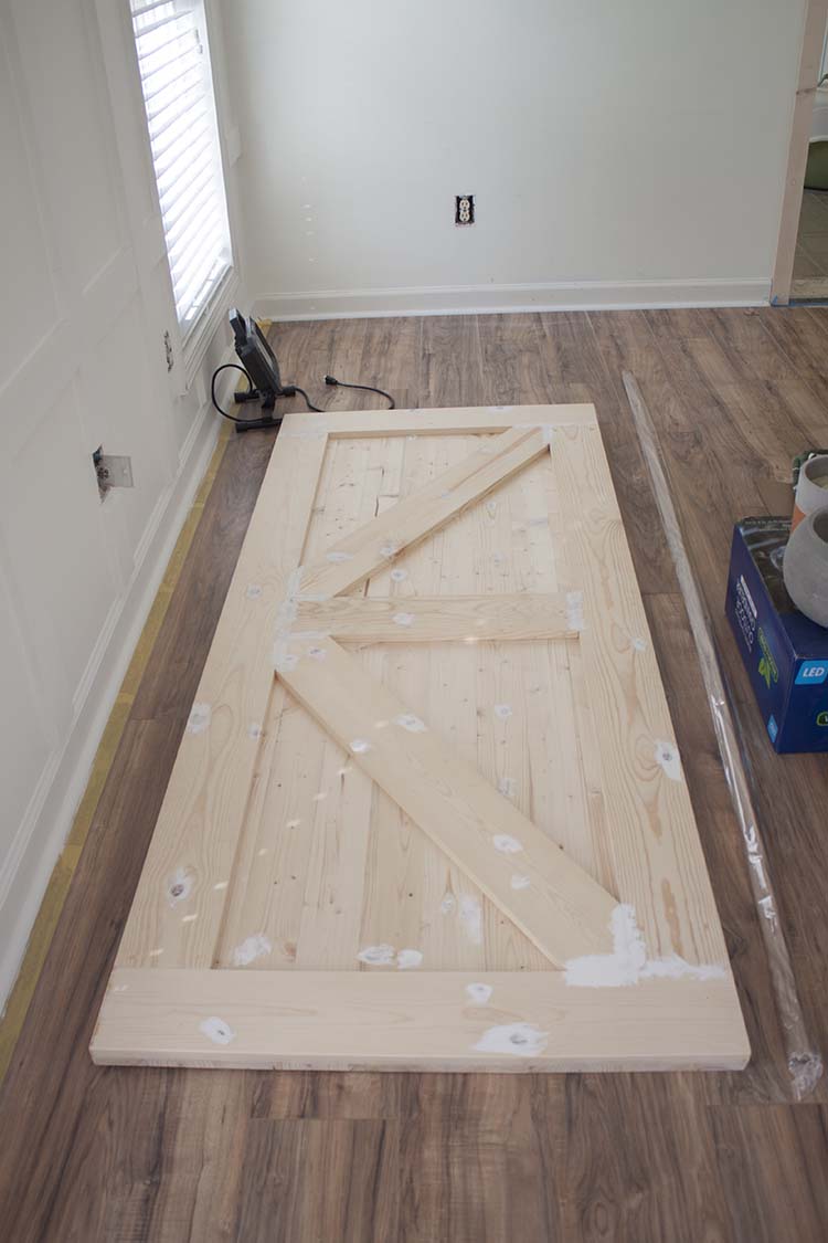 unfinished DIY barn door