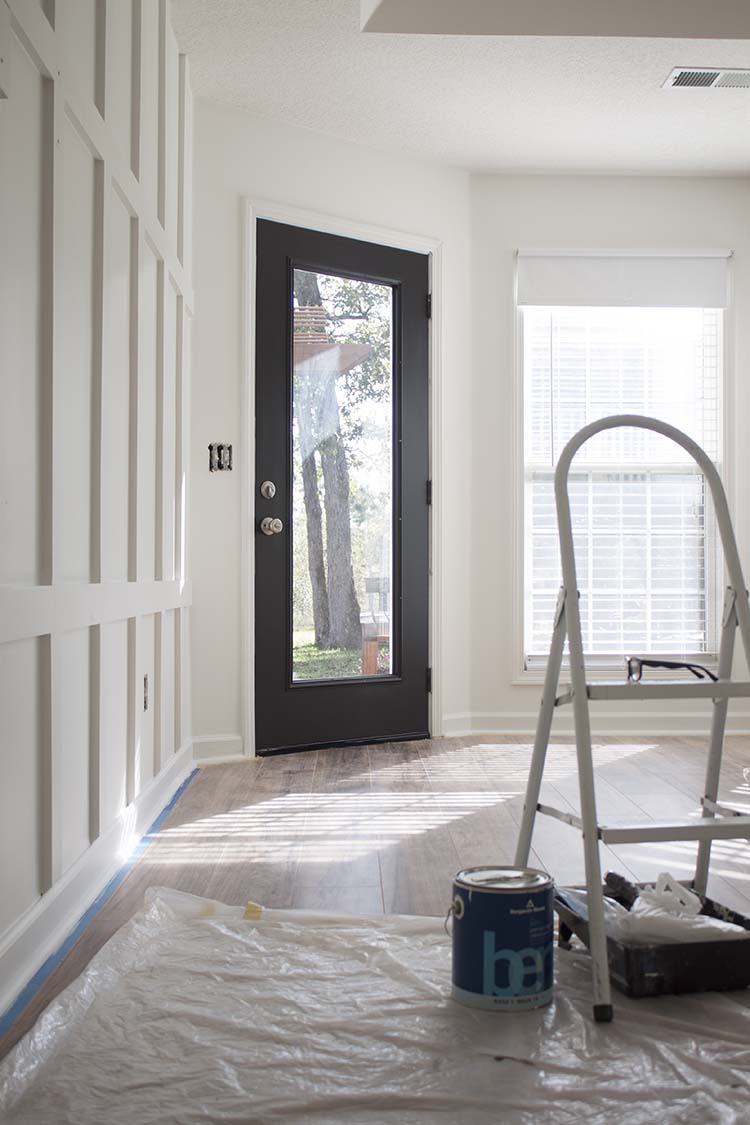 White Board and Batten Walls Black Door