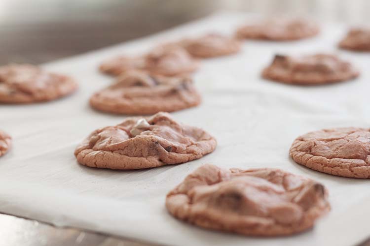 pink chocolate chip cookies