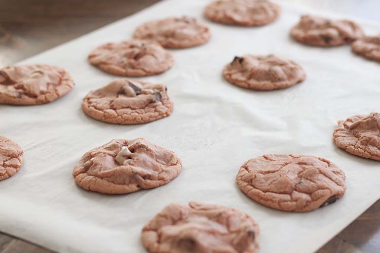 pink chocolate chip cookies