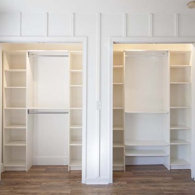 white double closet system