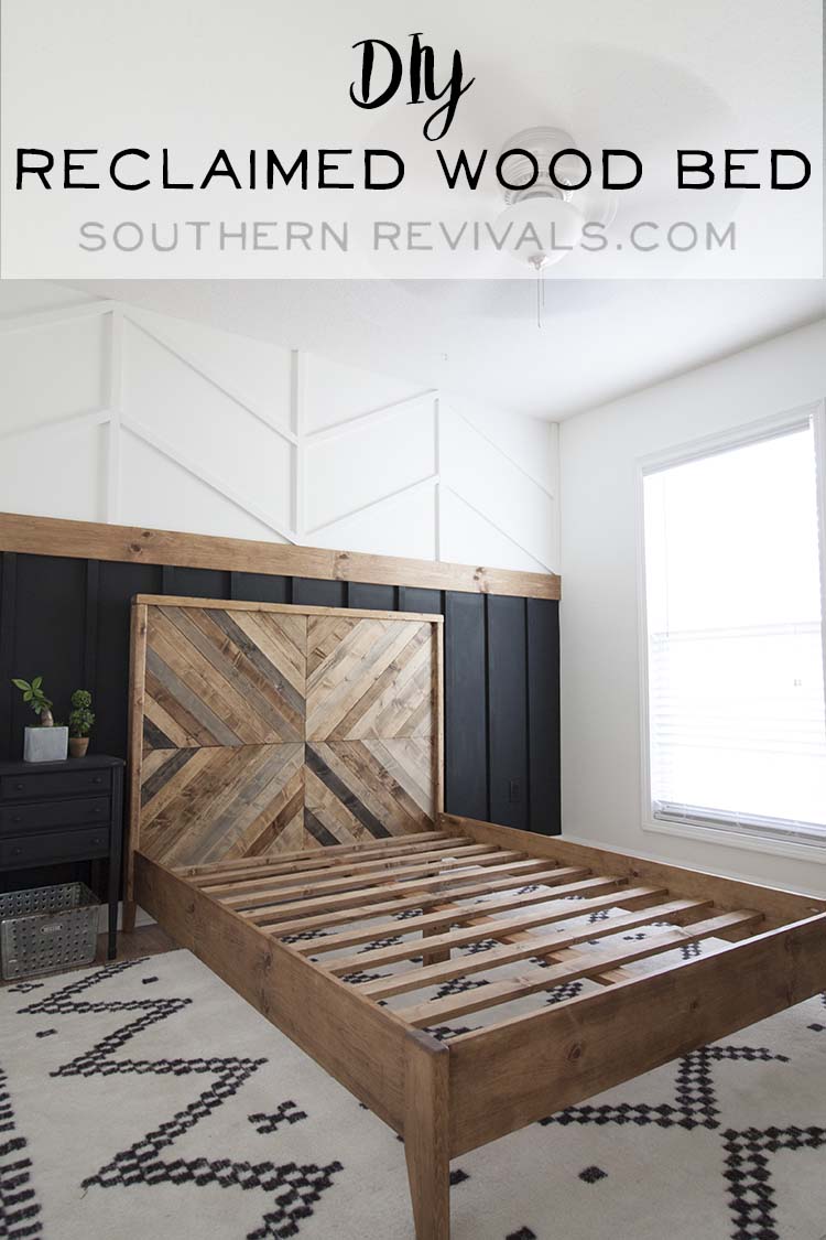 Herringbone reclaimed wood bed