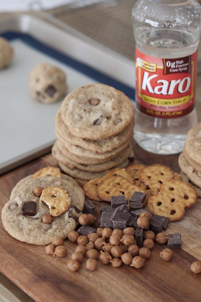 chewy-caramel-pretzel-chocolate chunk cookies