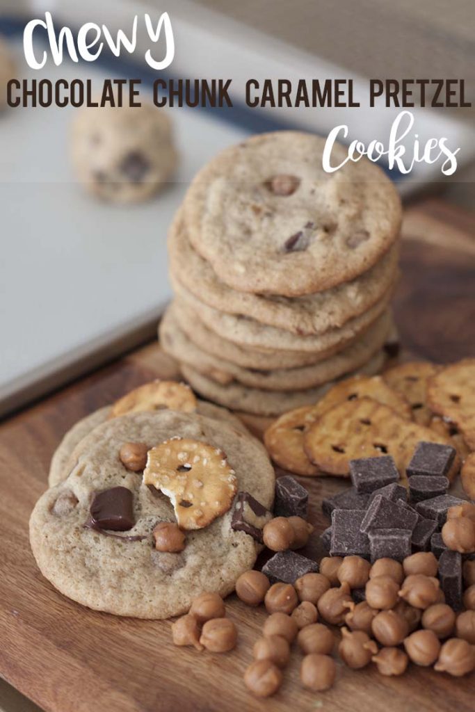 chewy-caramel-pretzel-chocolate chunk cookies